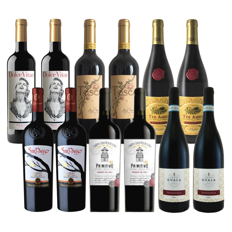 Red Wine Package* / Case - Premium Italian Red Wine Party Pack - Beviamo International - Houston, TX